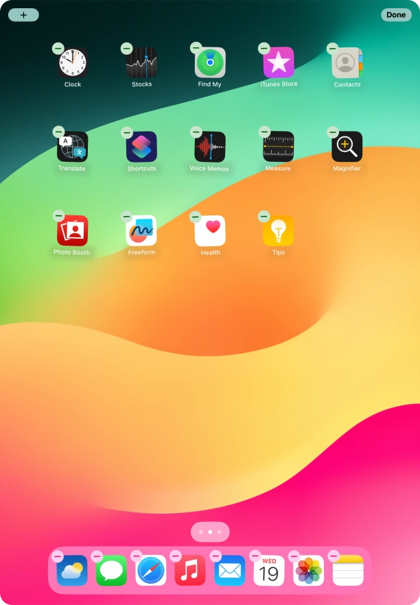 To remove an application from Dock, press and hold the required application and drag it upwards from Dock.