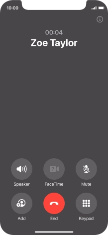 Press the end call icon to end the call and return to the home screen.