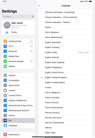 Press the required language.