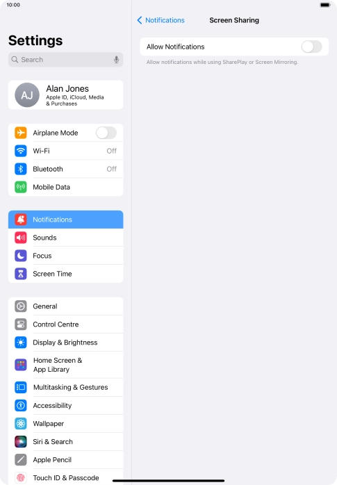 Press the indicator next to 