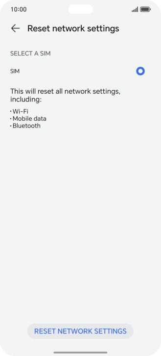 Press RESET NETWORK SETTINGS.