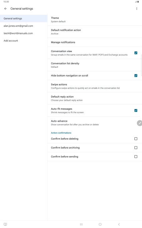 Press the required email account.