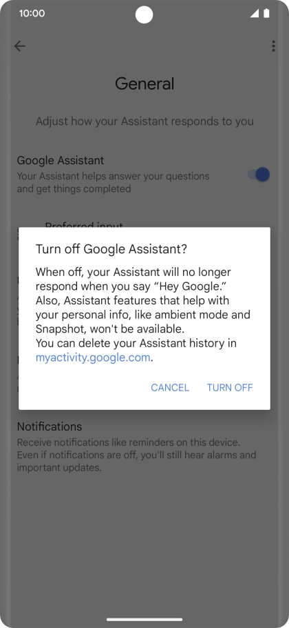 If you turn off the function, press TURN OFF. If you turn off the function, press TURN OFF.