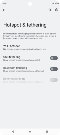 Press Wi-Fi hotspot. Press Wi-Fi hotspot.
