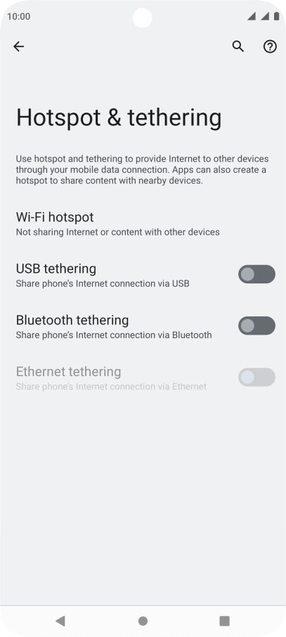 Press Wi-Fi hotspot. Press Wi-Fi hotspot.