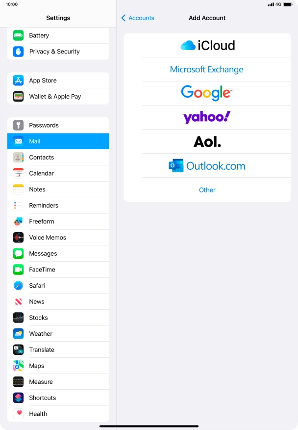 Press Microsoft Exchange.
