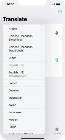 Press the required target language.