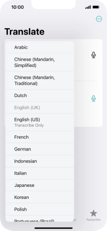 Press the required target language.