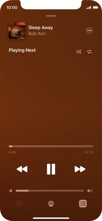 Press the shuffle icon to turn the function on or off. Press the shuffle icon to turn the function on or off.