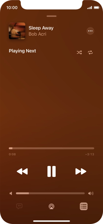 Press the shuffle icon to turn the function on or off. Press the shuffle icon to turn the function on or off.