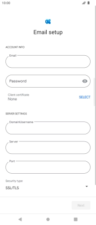 Press Password and key in the password for your email account.