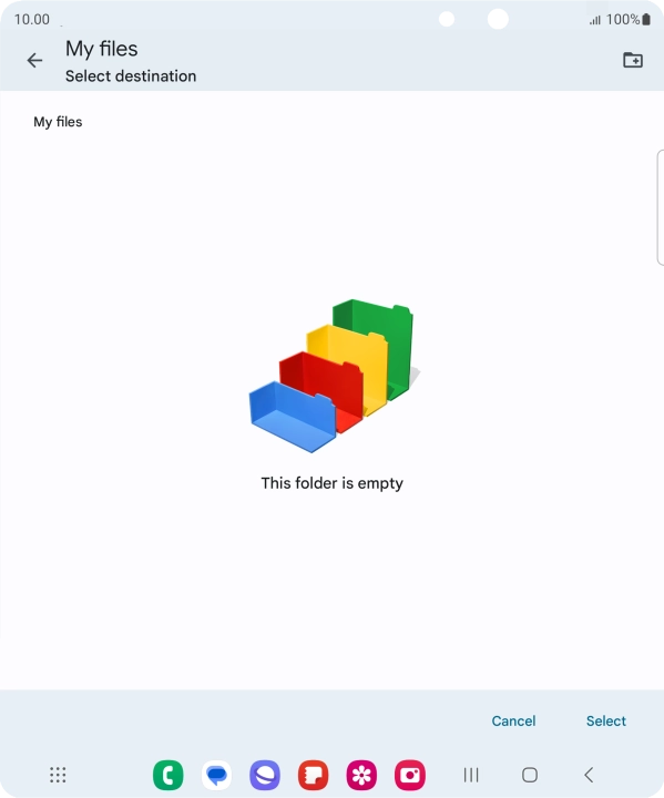 To create a new folder, press the new folder icon and follow the instructions on the screen to create a new folder.