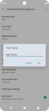 Key in the required sender name and press OK.