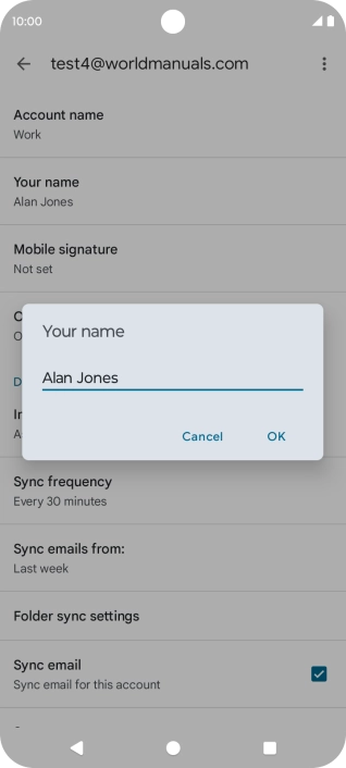 Key in the required sender name and press OK.