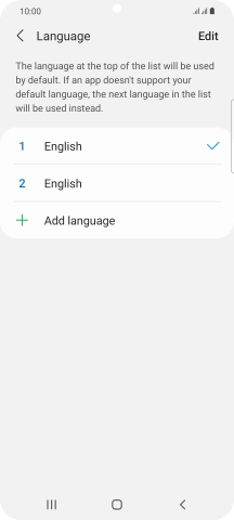 To subsequently select another language as the default language, press the required language. To subsequently select another language as the default language, press the required language.