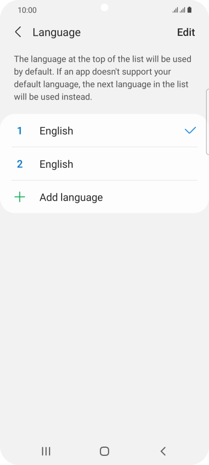 To subsequently select another language as the default language, press the required language. To subsequently select another language as the default language, press the required language.