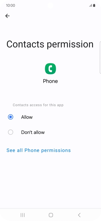 Press the required setting.