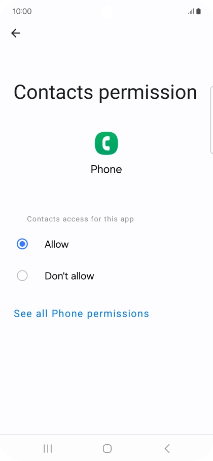 Press the required setting.