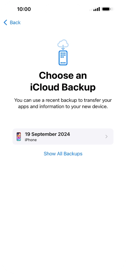 Press the required backup and your phone restores the content of the selected backup. Subsequently, follow the instructions on the screen to set up your phone and prepare it for use.