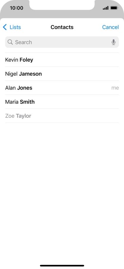 Press the required contact.