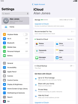 Press iCloud Backup.