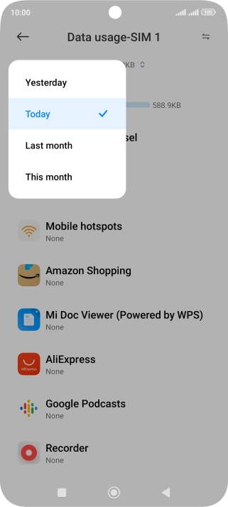 Press the required setting.