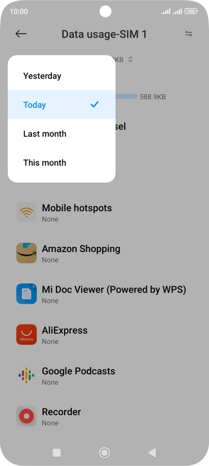 Press the required setting.