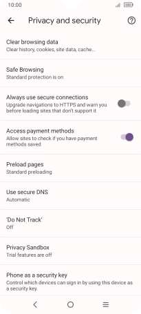 Press Clear browsing data.