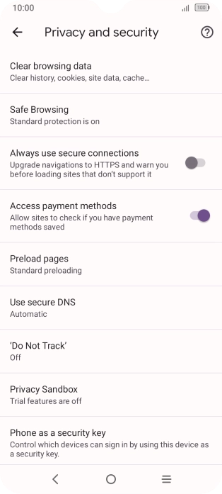 Press Clear browsing data.