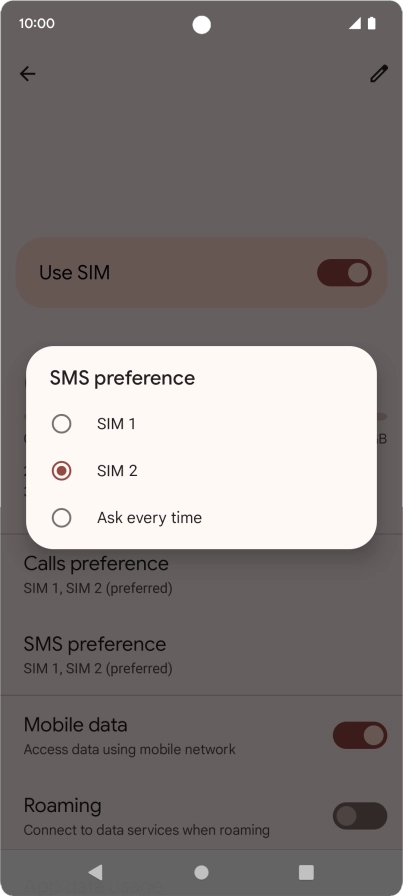 Press the required setting. Press the required setting.