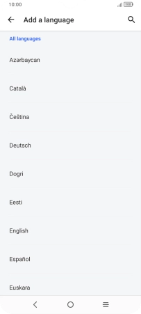Press the required language to add it to the list of phone languages.