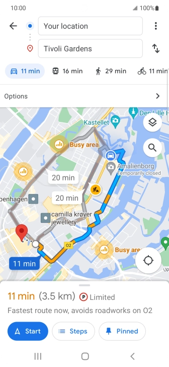 Press the required mode of transportation.