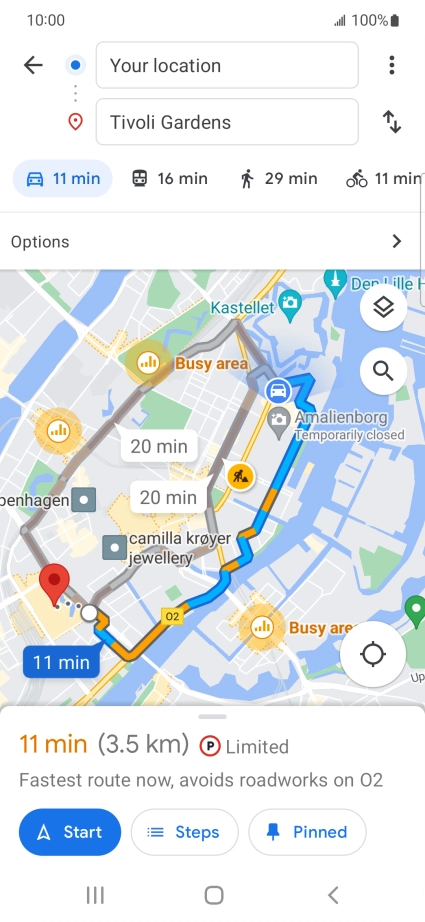 Press the required mode of transportation.