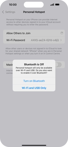 If Wi-Fi is turned on, press Wi-Fi and USB Only.
