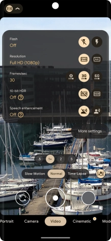 Press the required setting next to 