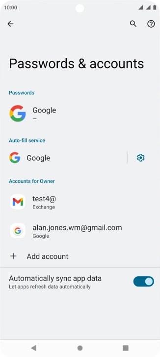 Press the required account.