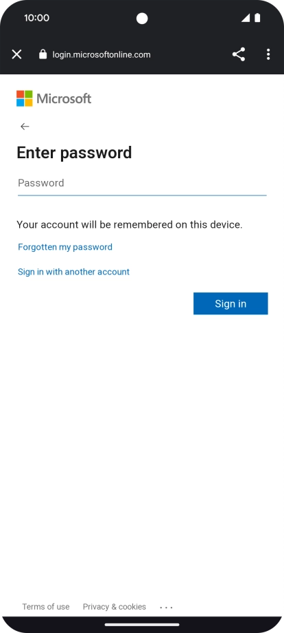 Press Password and key in the password for your email account. Press Password and key in the password for your email account.