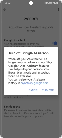If you turn off the function, press TURN OFF.
