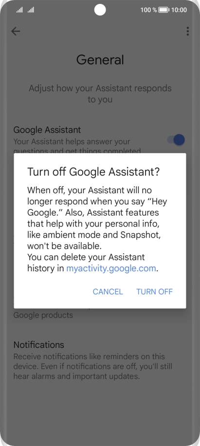 If you turn off the function, press TURN OFF.