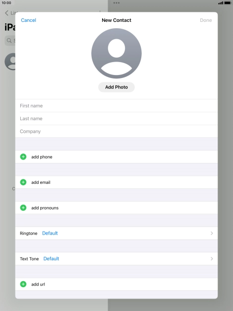 Press First name and key in the first name. Press First name and key in the first name.