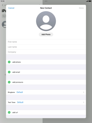 Press First name and key in the first name. Press First name and key in the first name.