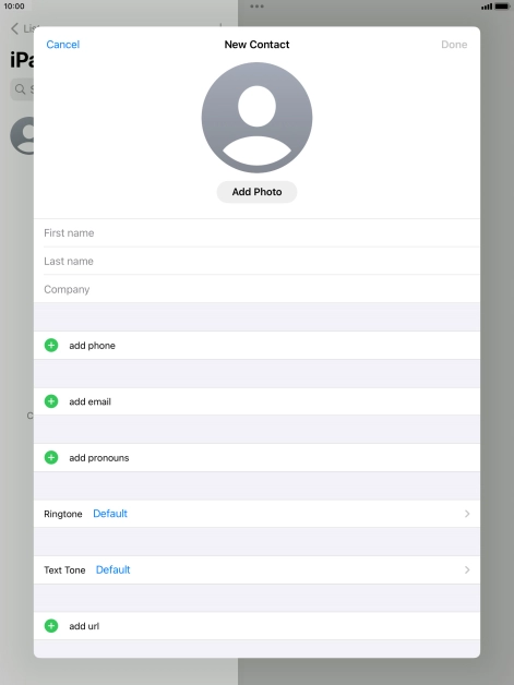 Press First name and key in the first name. Press First name and key in the first name.