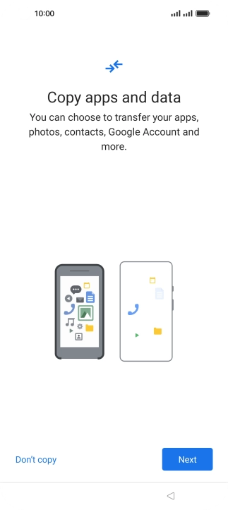 You can transfer the contents of another phone to your phone when it's activated for the first time and after a factory reset. When this screen is displayed, your phone is ready to transfer contents from another phone.