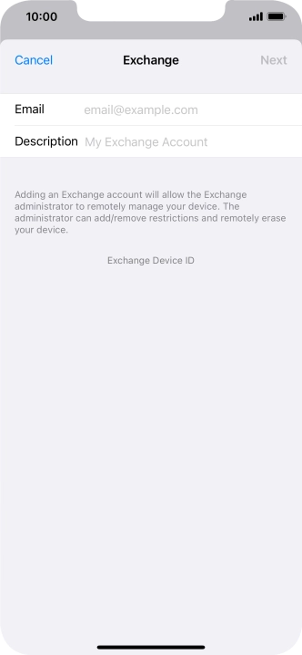 Press Email and key in your email address.