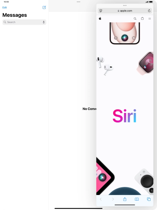 The application now displays on top of the other open application.