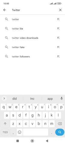 Key in Twitter and press the search icon.