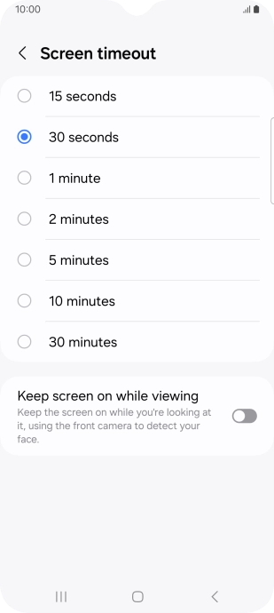 Press the required setting.