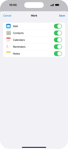 Press the indicators next to the required data types to turn synchronisation of each data type on or off.