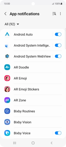 Press the indicators next to the required apps to turn the function on or off. Press the indicators next to the required apps to turn the function on or off.