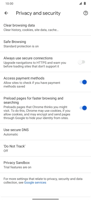 Press Clear browsing data.